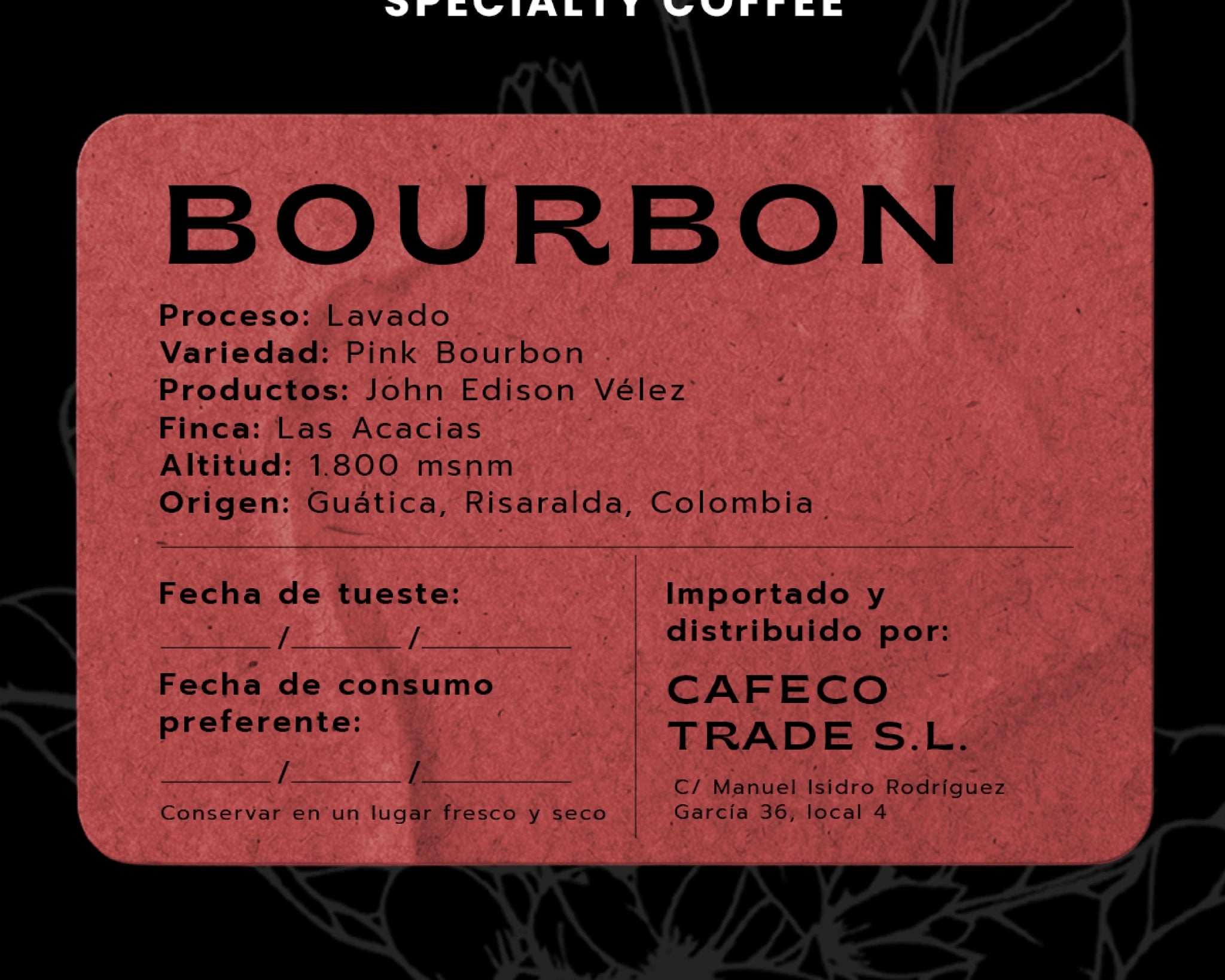 Bourbon Rosado - Lavado Anaeróbico 96 Horas, Finca Las Acacias - La Guashira Specialty Coffee