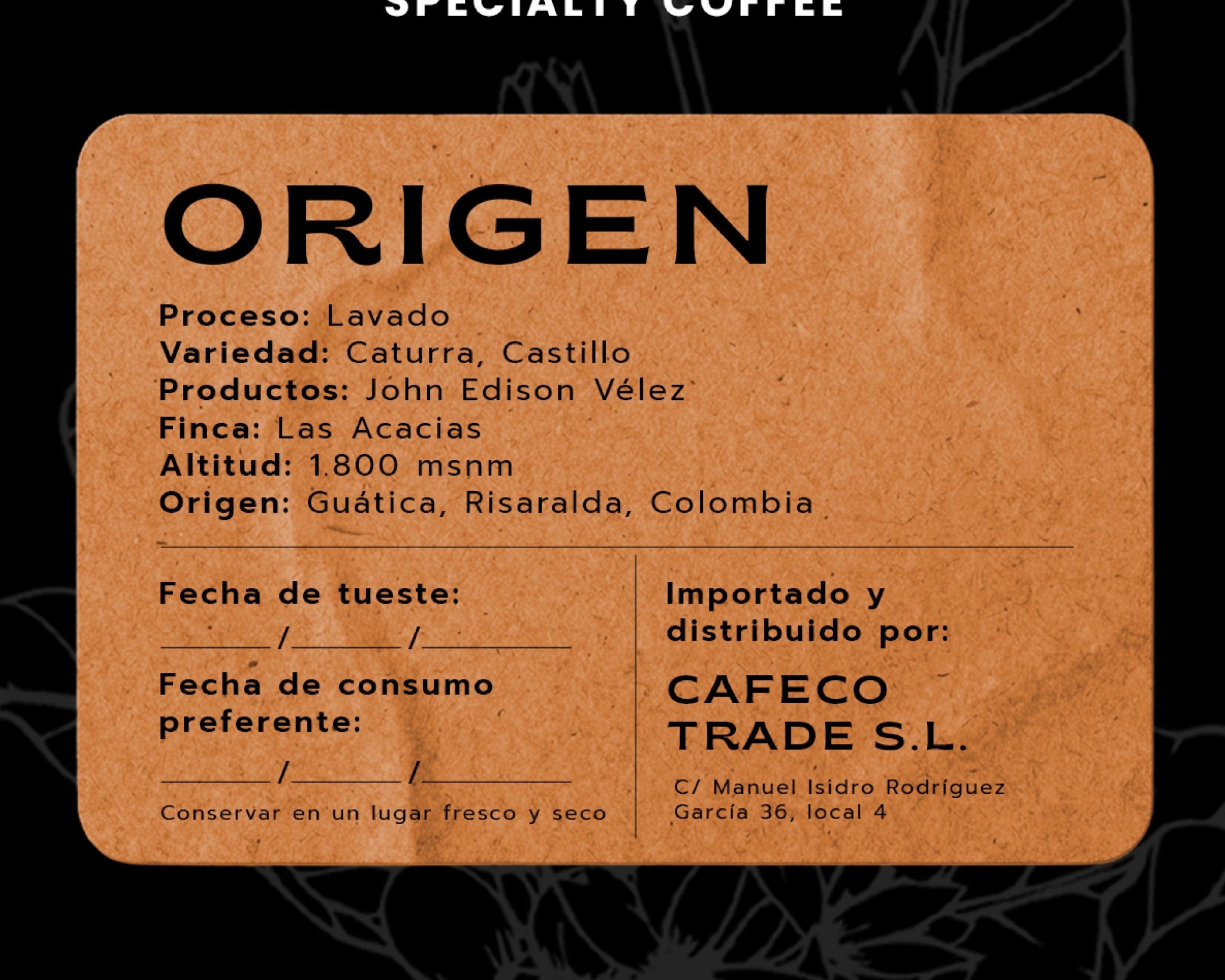 Origen - Caturra y Castillo, Doble Fermentación, Finca Las Acacias - La Guashira Specialty Coffee
