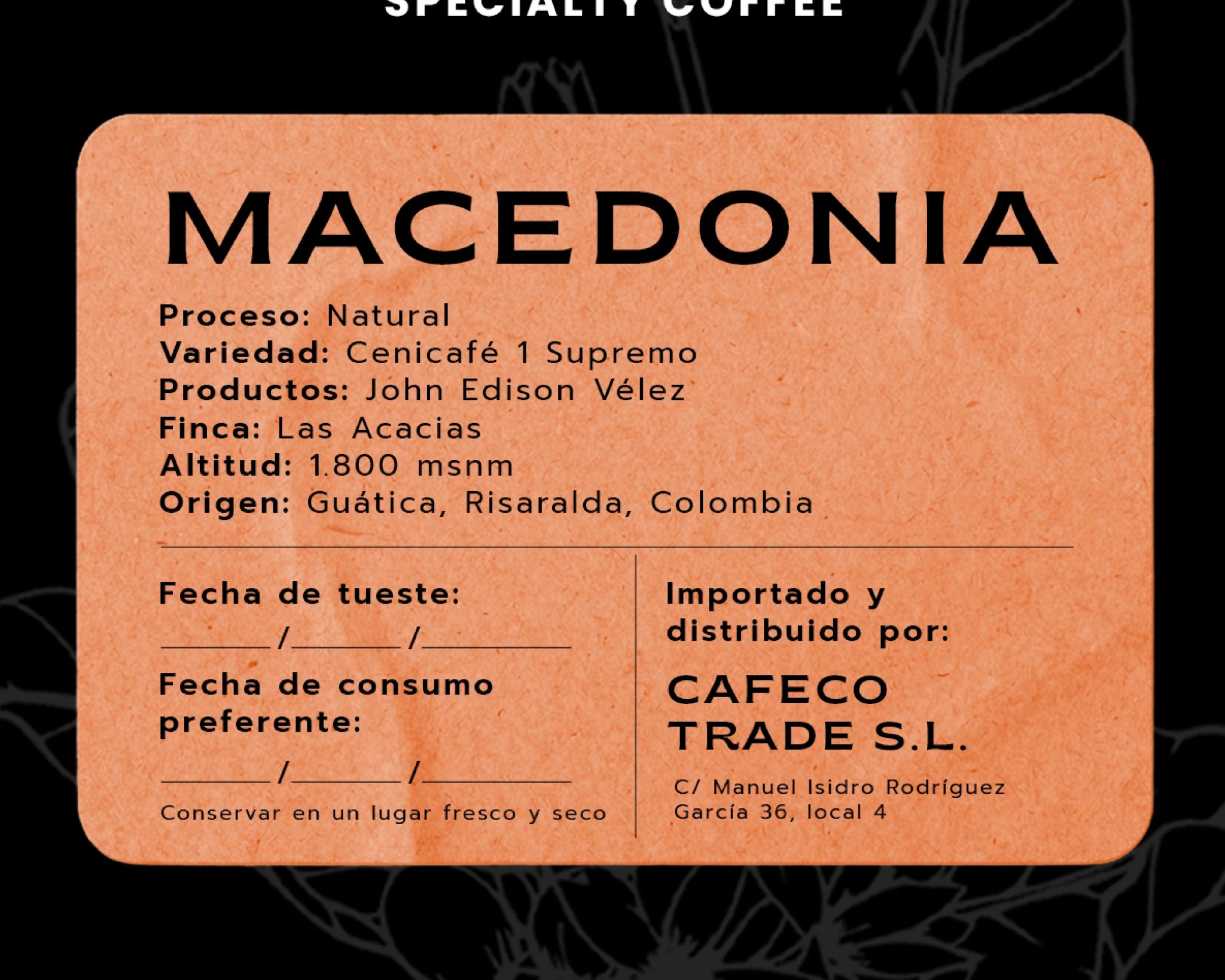 Macedonia - Proceso Natural 120 Horas, Finca Las Acacias - La Guashira Specialty Coffee